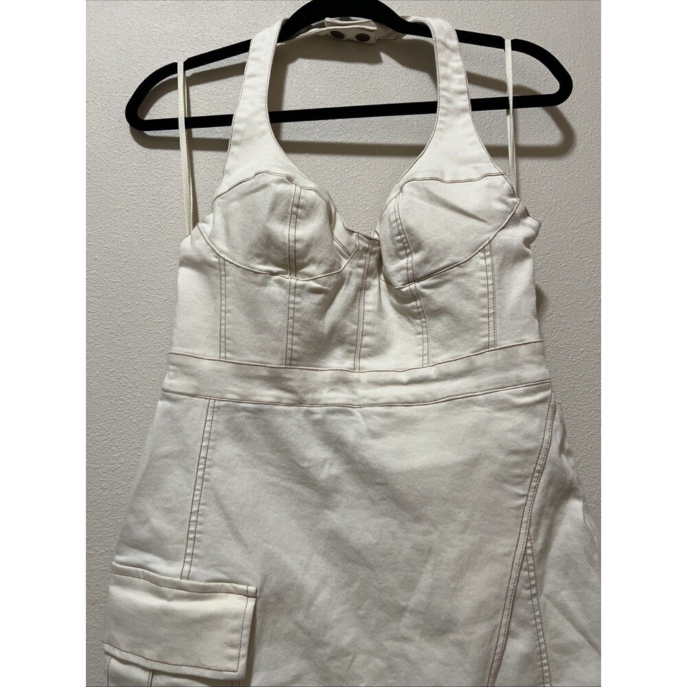 Urban Outfitters Jenny Denim Halter Bustier Mini Dress Women's Size Large - Picture 2 of 5